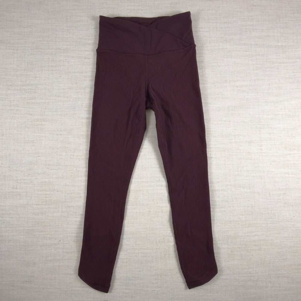 Athleta Elation Crossover Rib 7/8 Tight Leggings Plum Purple XS